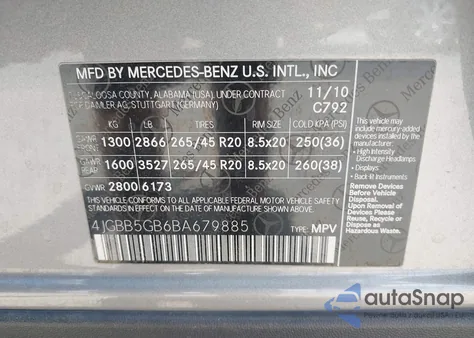 2011 Mercedes-Benz Ml 350 from USA, damaged, VIN 4JGBB5GB6BA679885